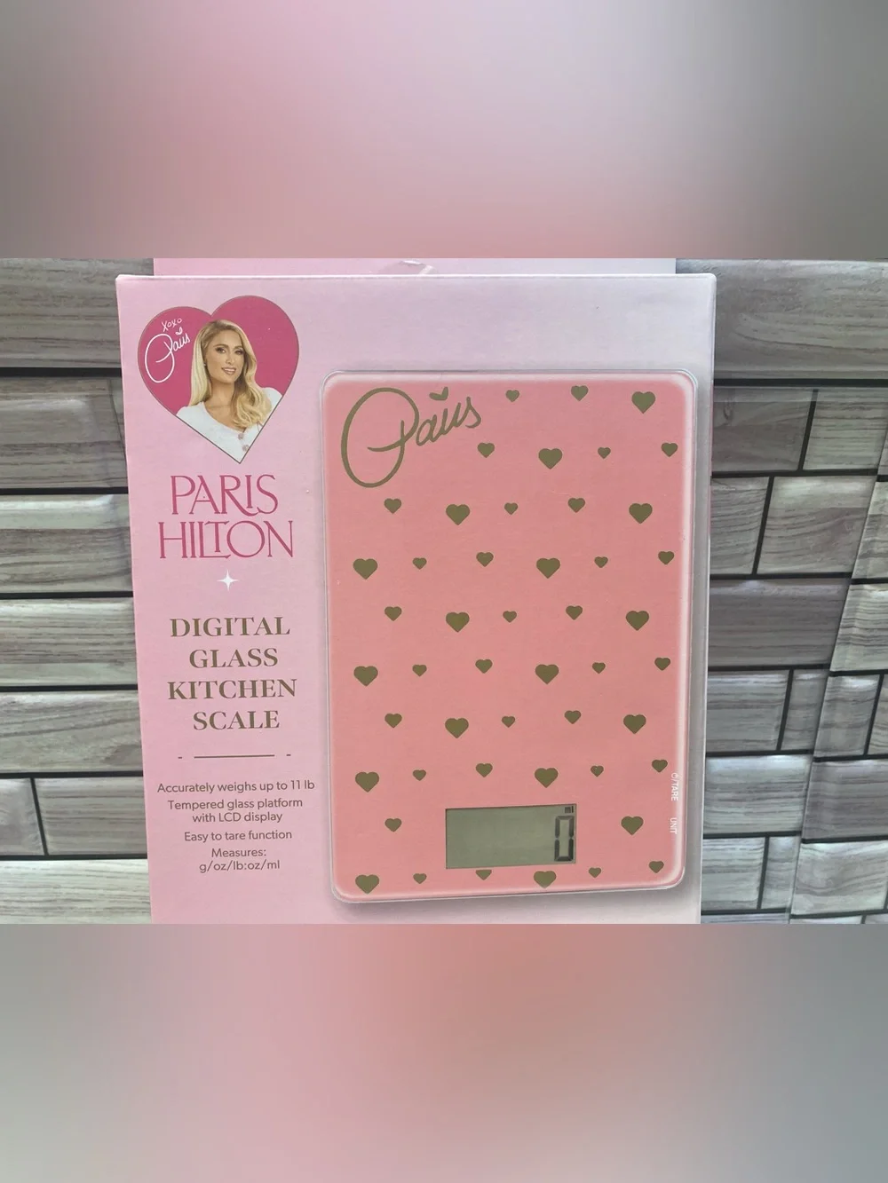 Paris Hilton ❤️Digital Glass Kitchen Scale Gold heart NIB